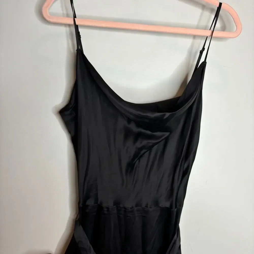 Intermix Maria Silk Cowl Neck Straight Leg Jumpsuit - Black - Size 12